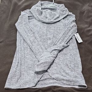 Elegant Heather Gray Cowl Neck Sweater